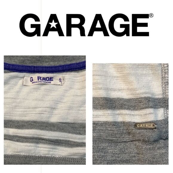 Garage Women’s Gray and White Striped Long Sleeve Shirt - Size S - Picture 2 of 2